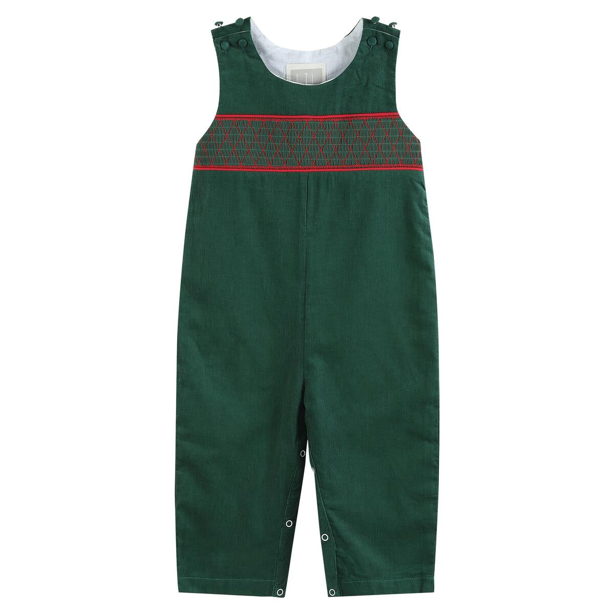 Green Christmas Smock Overalls