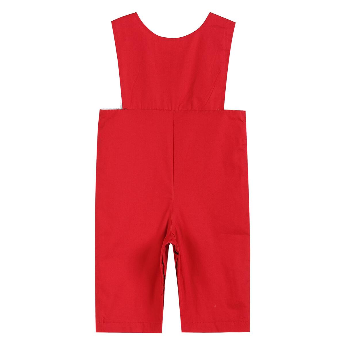 Red & Wht. Santa Smock Overalls