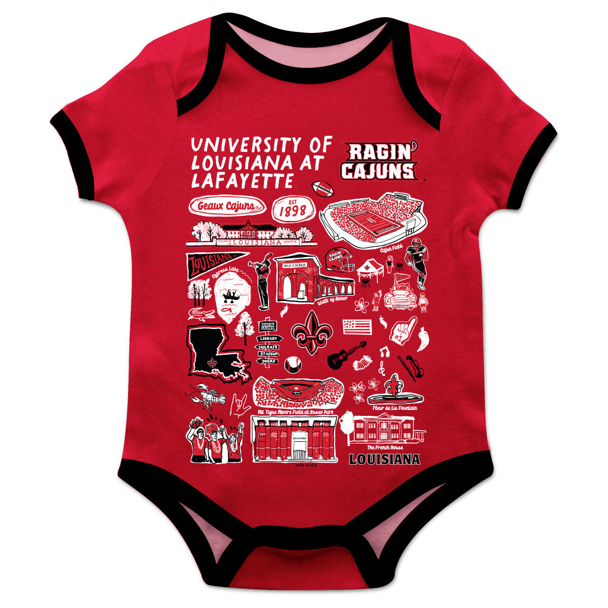 Ragin Cajuns Red Bodysuit