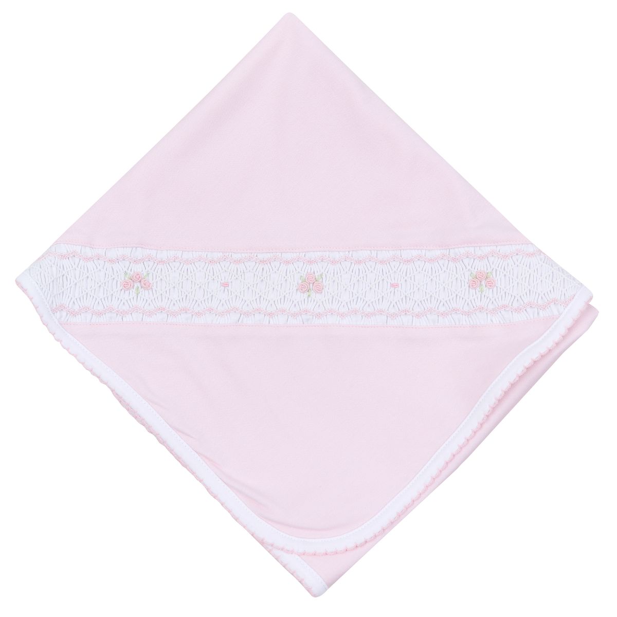 Lillian Pink Smocked Receiving Blanket