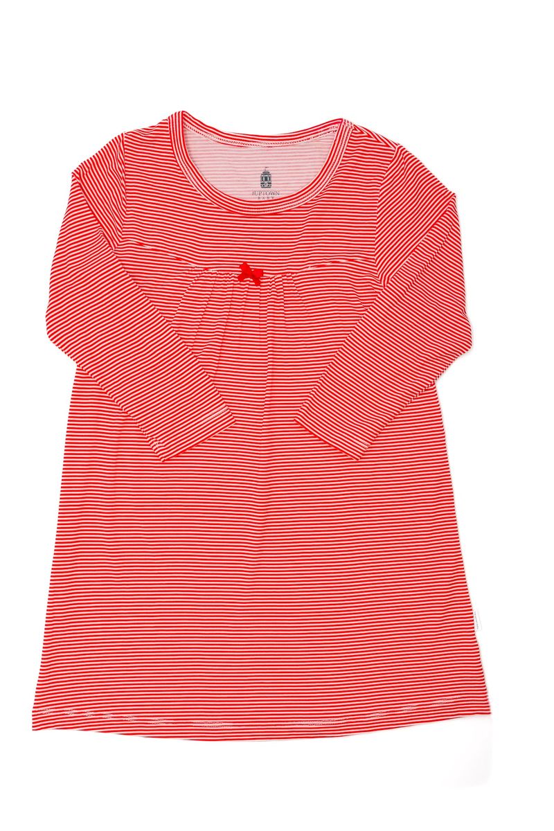 Red Mini-Stripe LS Dress