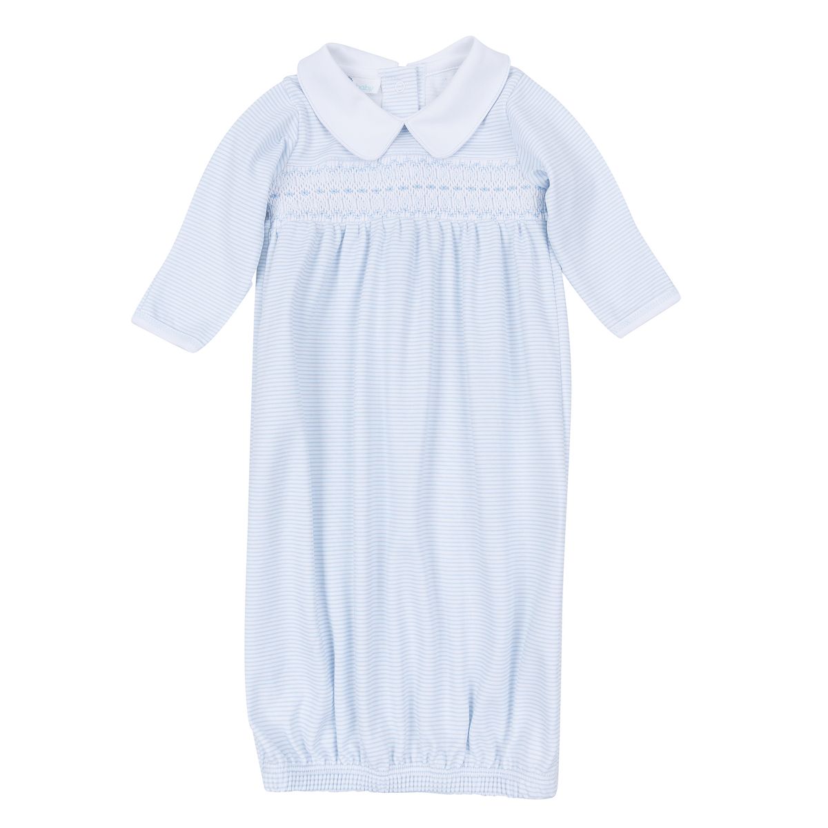 Benjamin Smocked Gown-Lt Blue