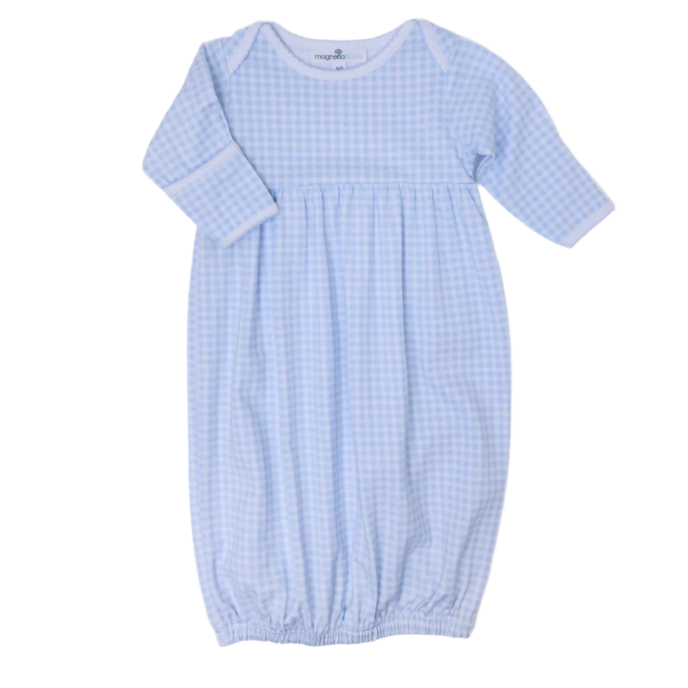 Mini Checks Gath. Gown - Blue
