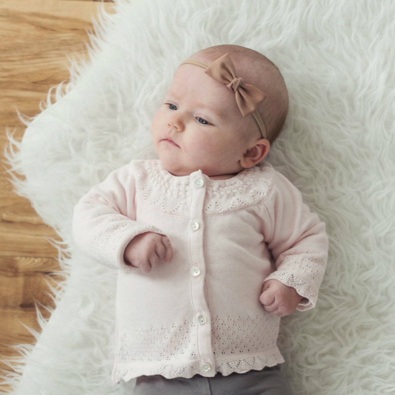 Pointelle Ruffle Knit Cardigan
