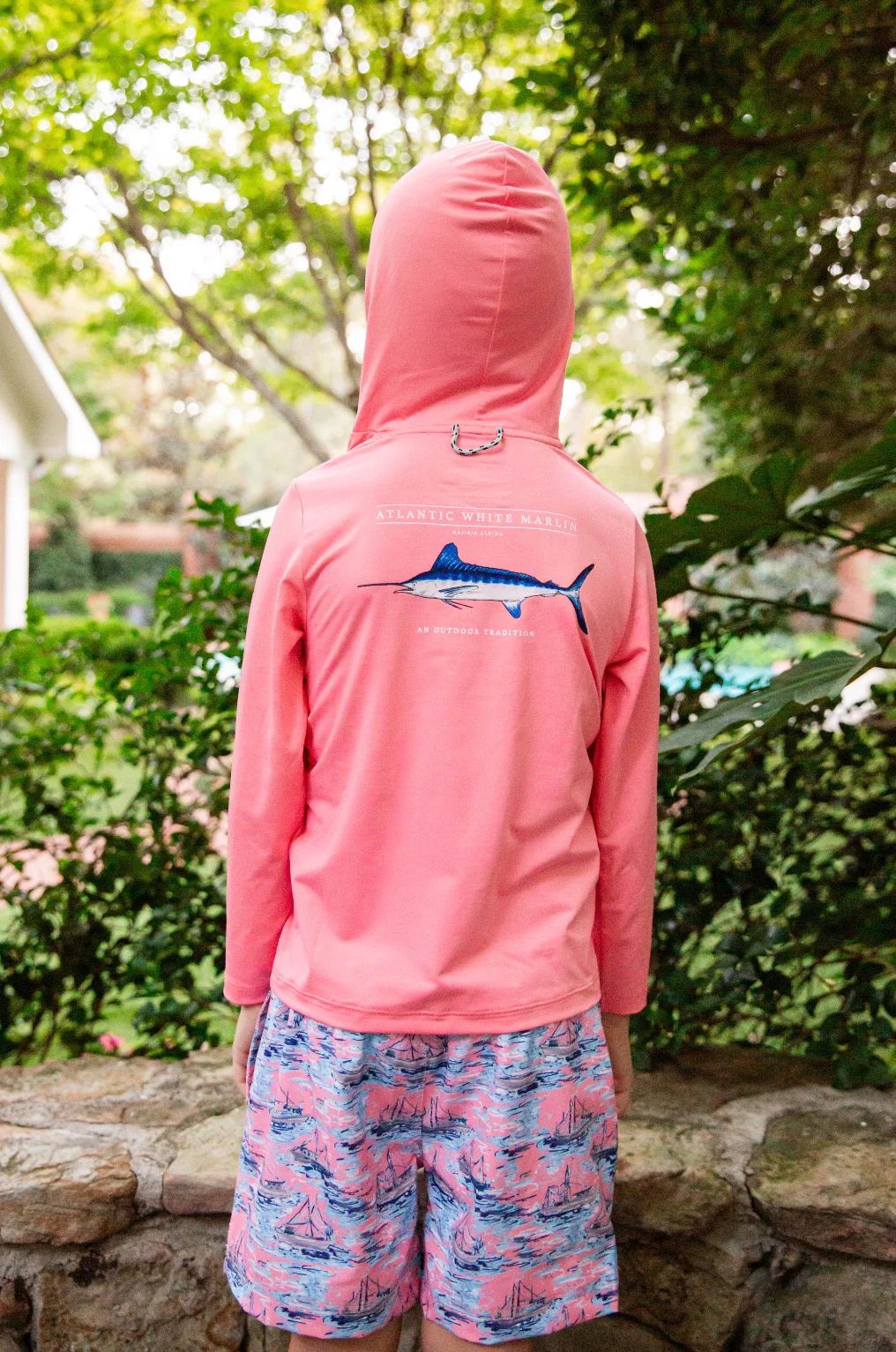 White Marlin Fish Pink Perf. Hoodie