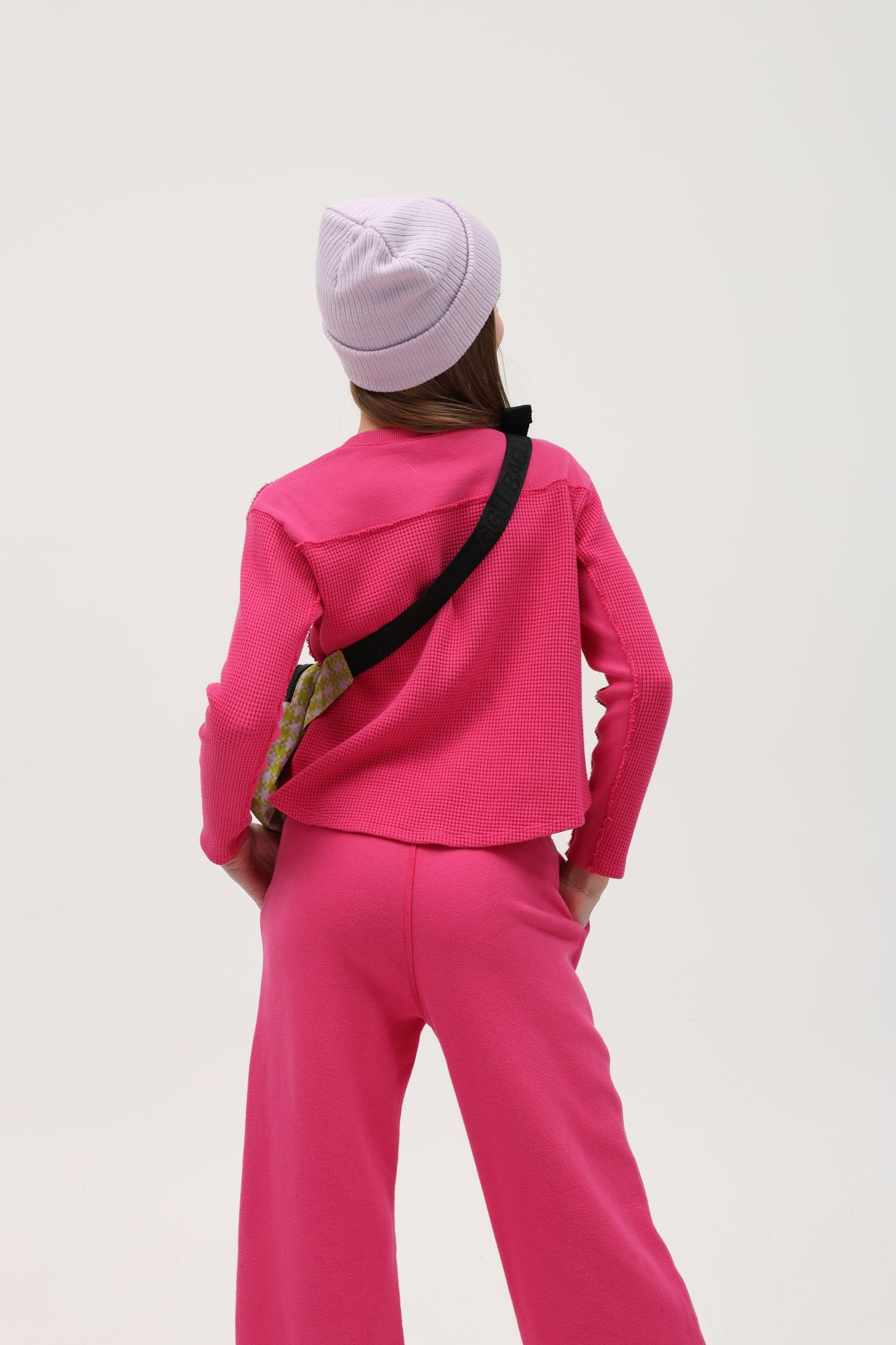 Waffle L/S Pullover - Cerise