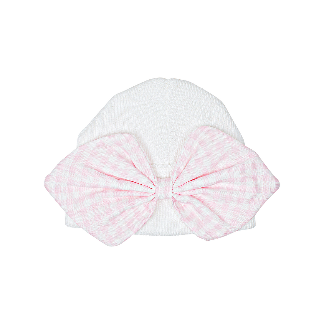Saylor Beanie W/ Gingham Bow - Pink
