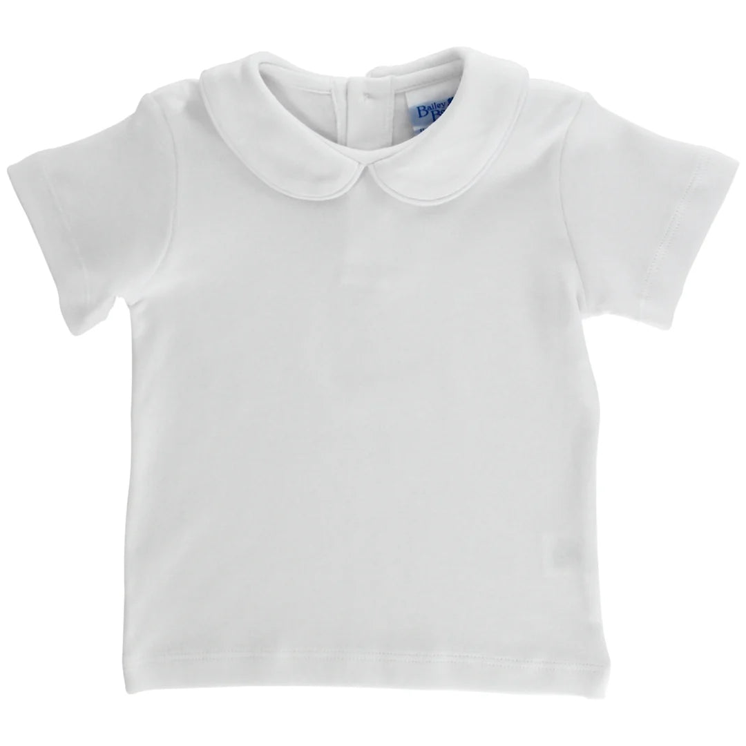 Boys S/S Piped Shirt-White