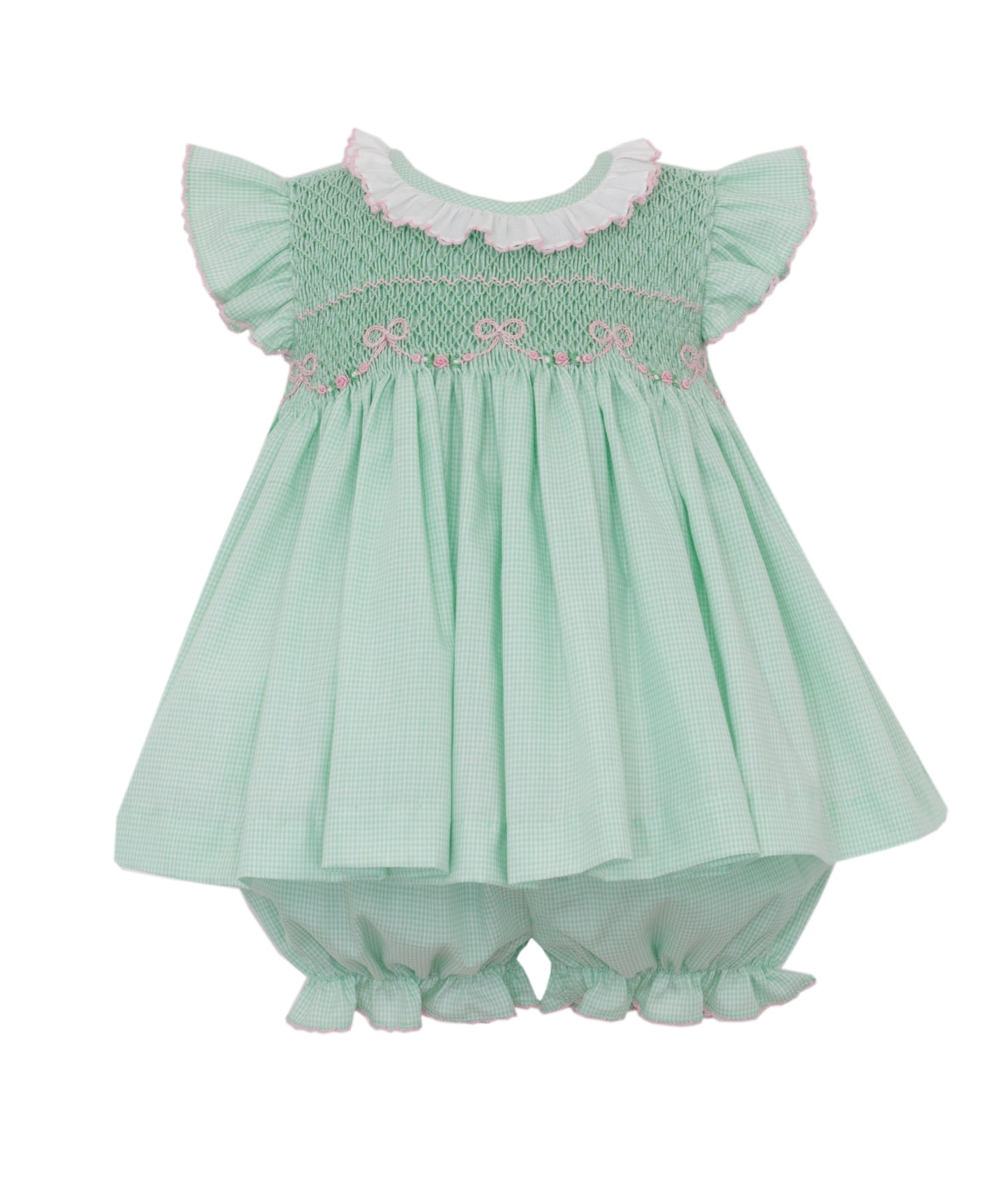 Lt.green Angel wing Bloomer Set w Pink Bows