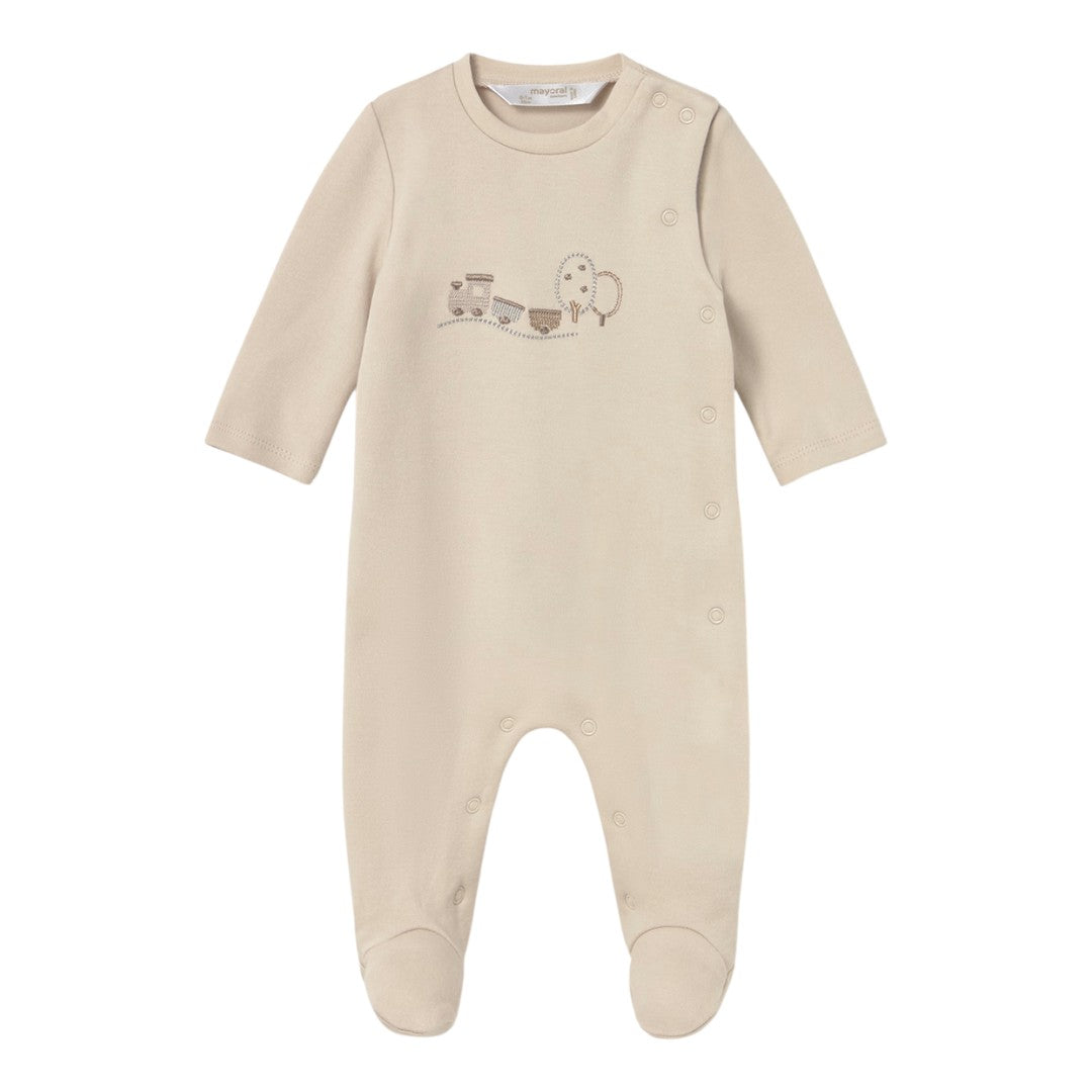 Trains Embroidered Footie