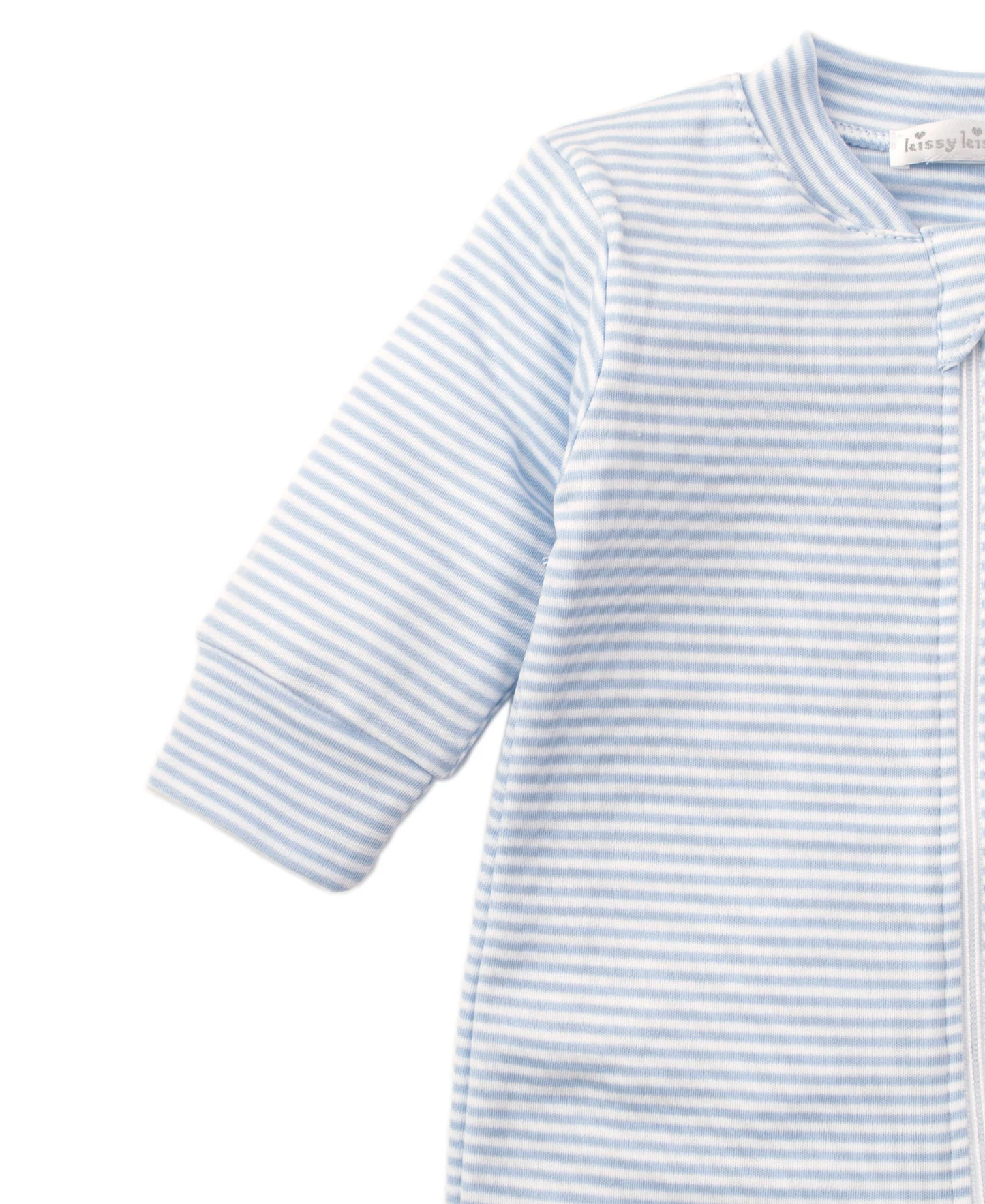 Simple Stripes Zip Footie - Blue