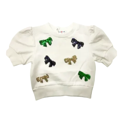 Sequin Mardi Gras Shirt W Bows