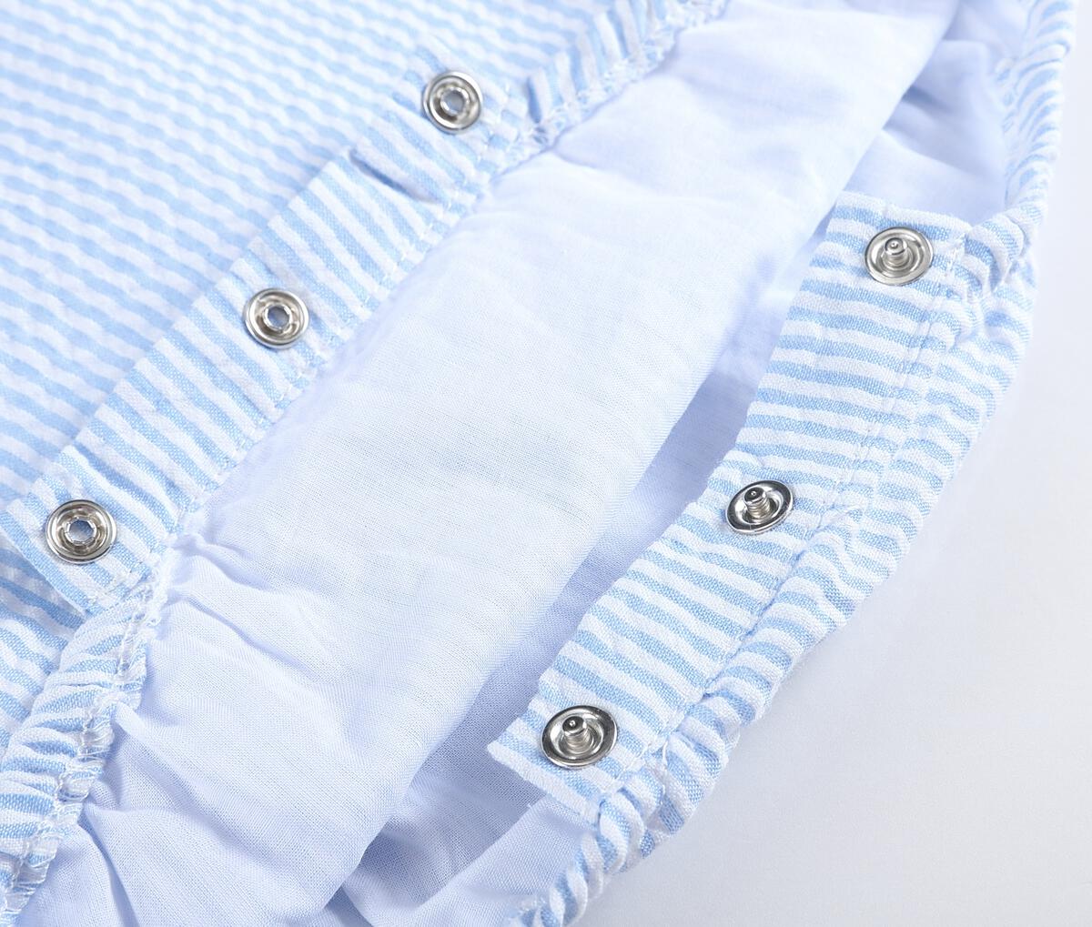 Lt. Blue Stripe Seersucker Romper