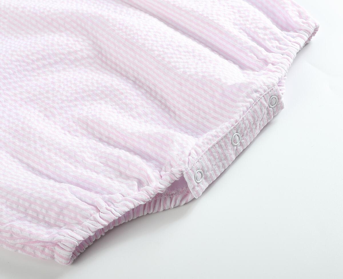 Pink Stripe Seersucker Romper