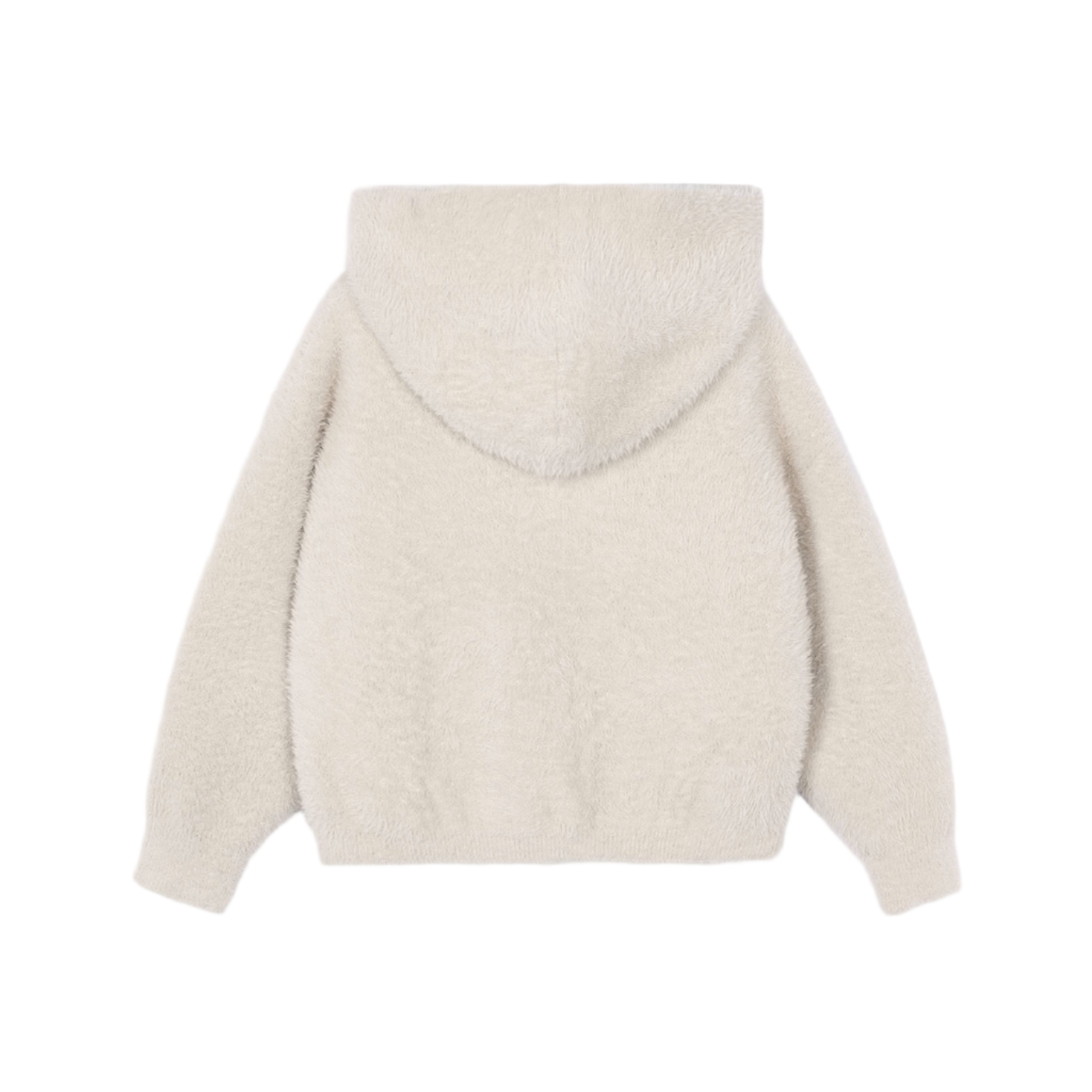 Furry Zip-Up Hoodie - Almond