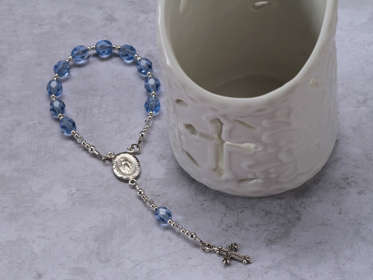 Blue Rosary - Sterling Silver