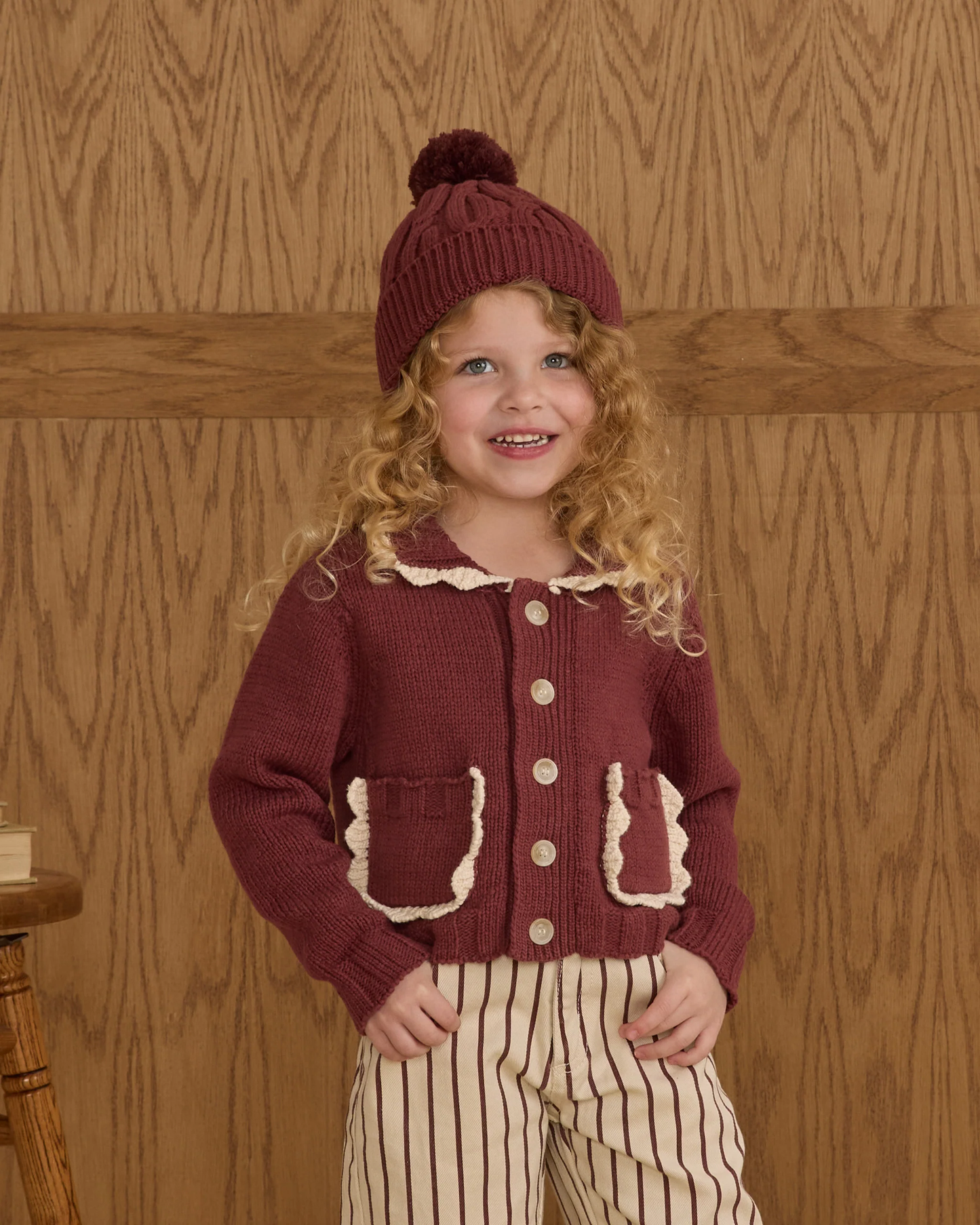 Collared Cardigan - Burgundy