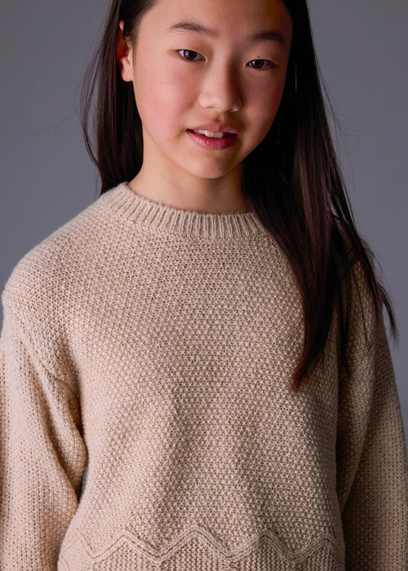 Metallic Knit Sweater - Sesame