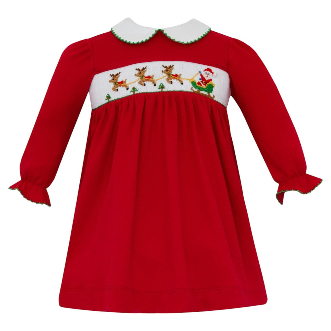 Santa W/ Sleigh Dress - Red