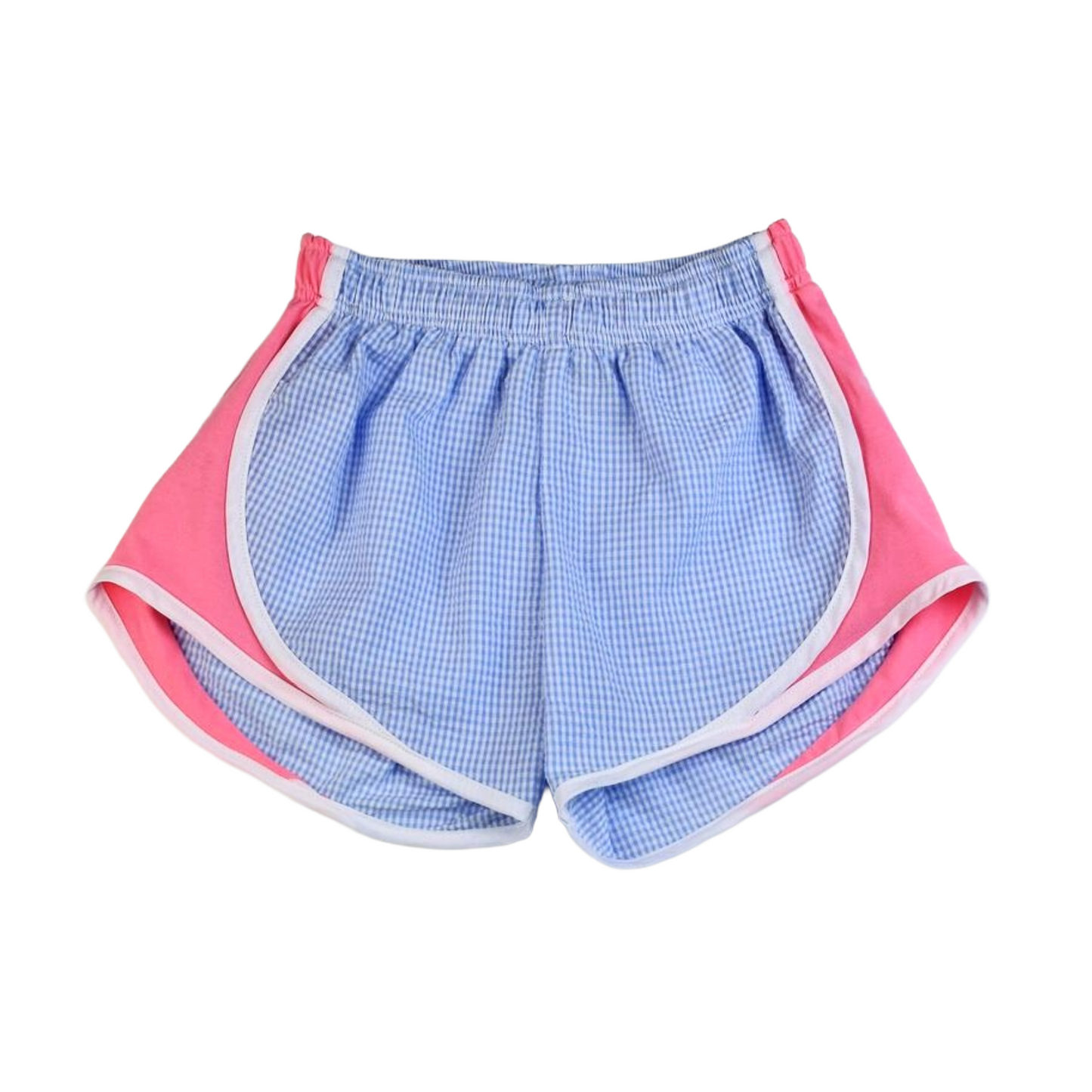Blue Check Shorts - Pink Side