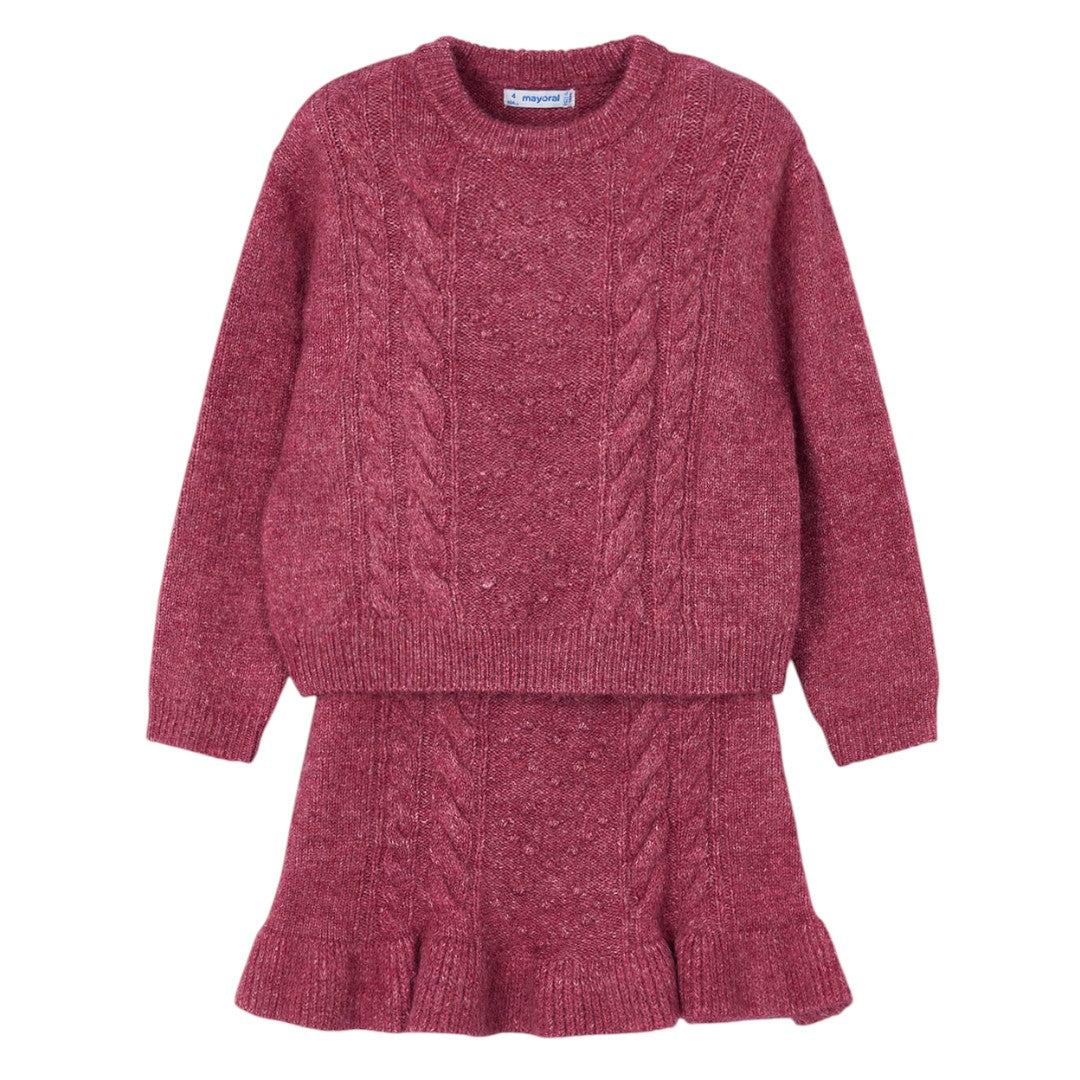Sweater & Skirt Set - Cherry