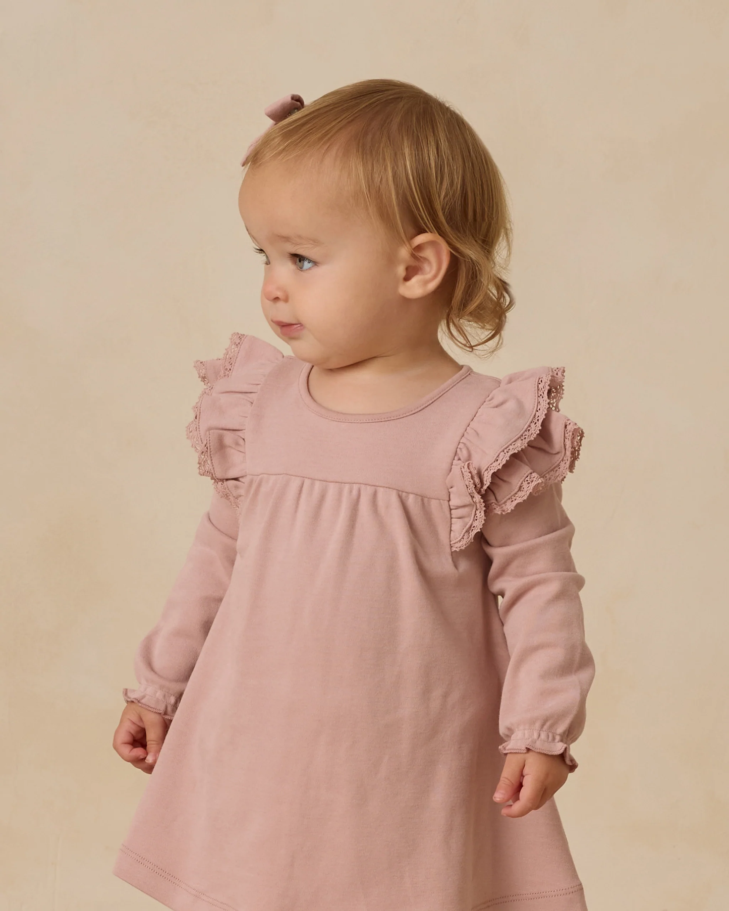 L/S Flutter Dress - Rose