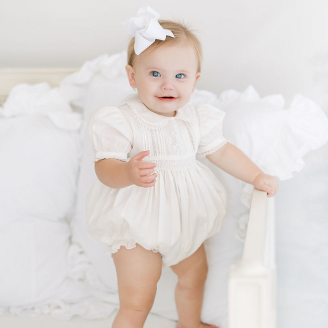 Girls Wedding Romper - White