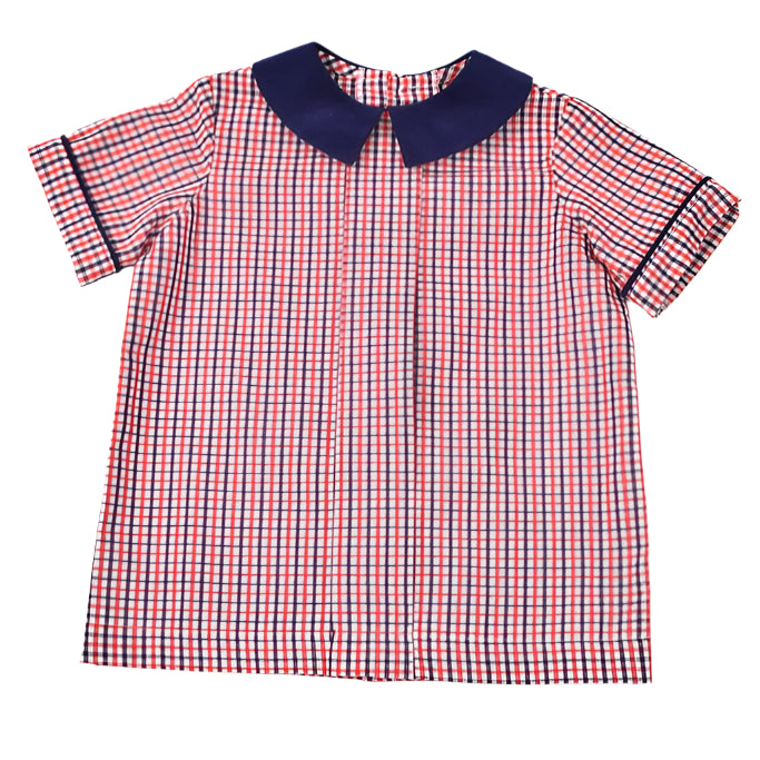 Red & Navy Pleated Short Set