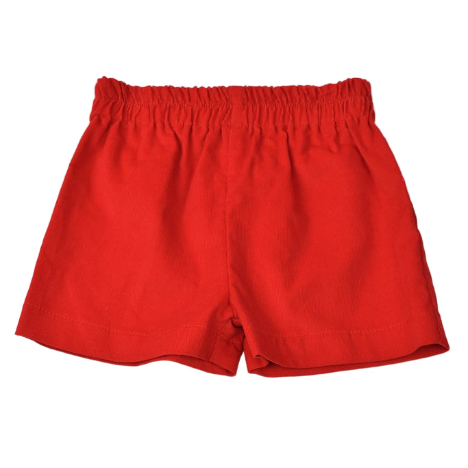 Red Plaid Corduroy Short Set