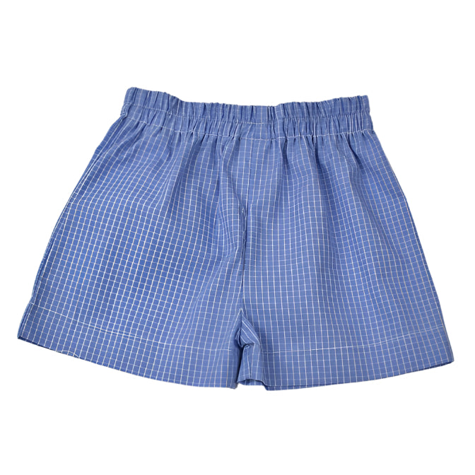 Blue Check Pleated Short Set