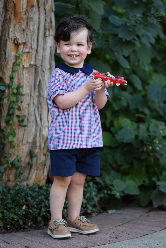Red & Navy Pleated Short Set