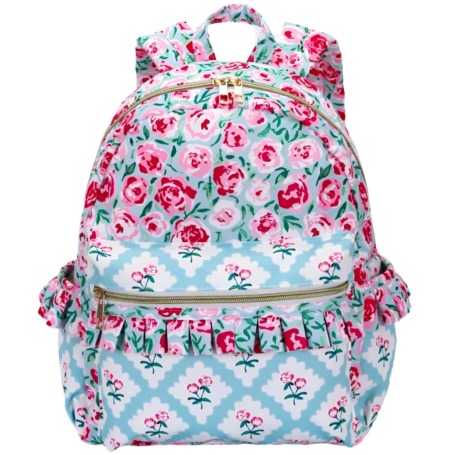 Pink Flower Ruffle Backpack
