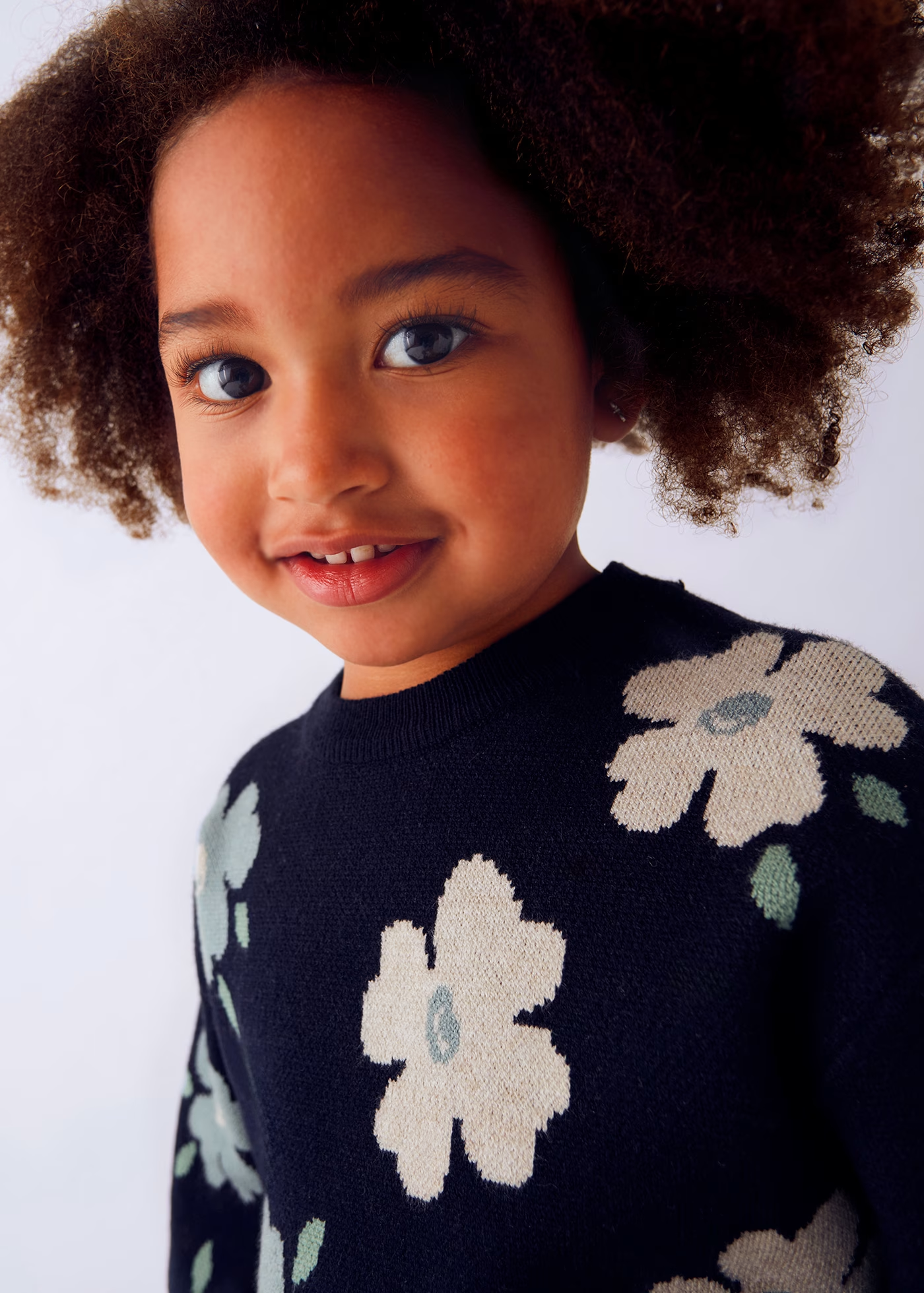 Floral Sweater - Navy