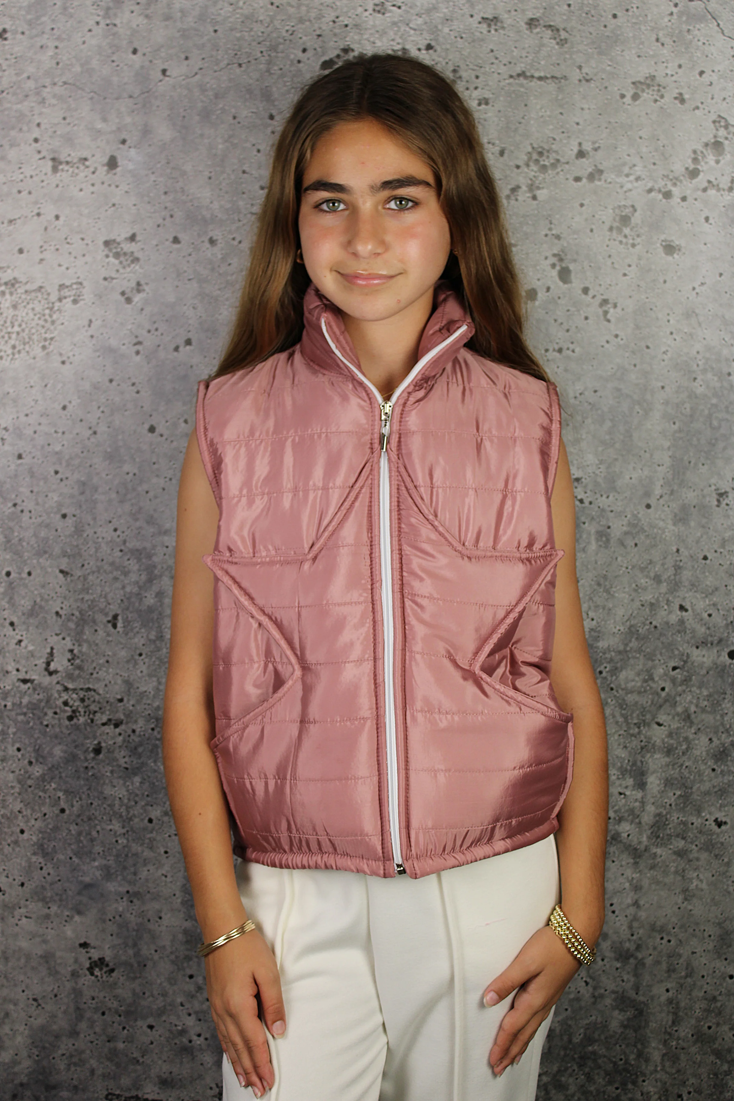 Puffer Star Vest - Pink