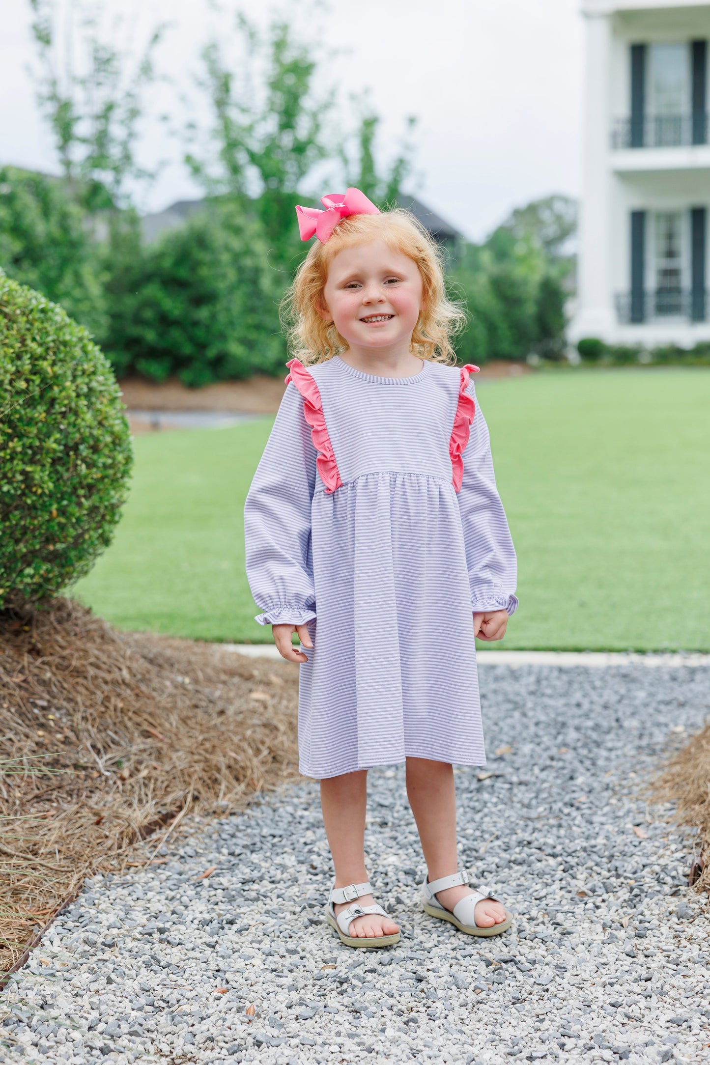 Olivia Dress - Lav. Stripe/Pink