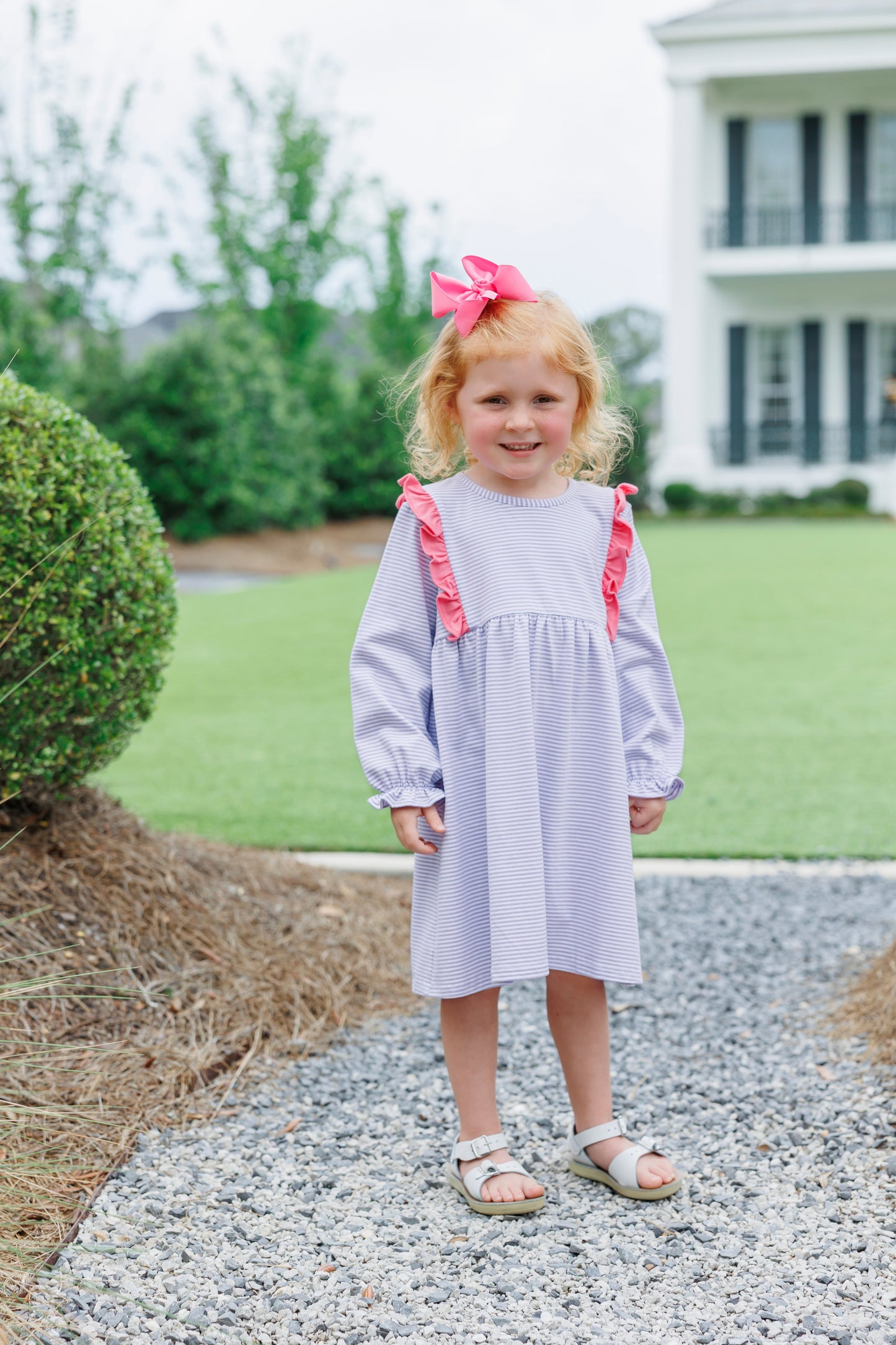 Olivia Dress - Lav. Stripe/Pink