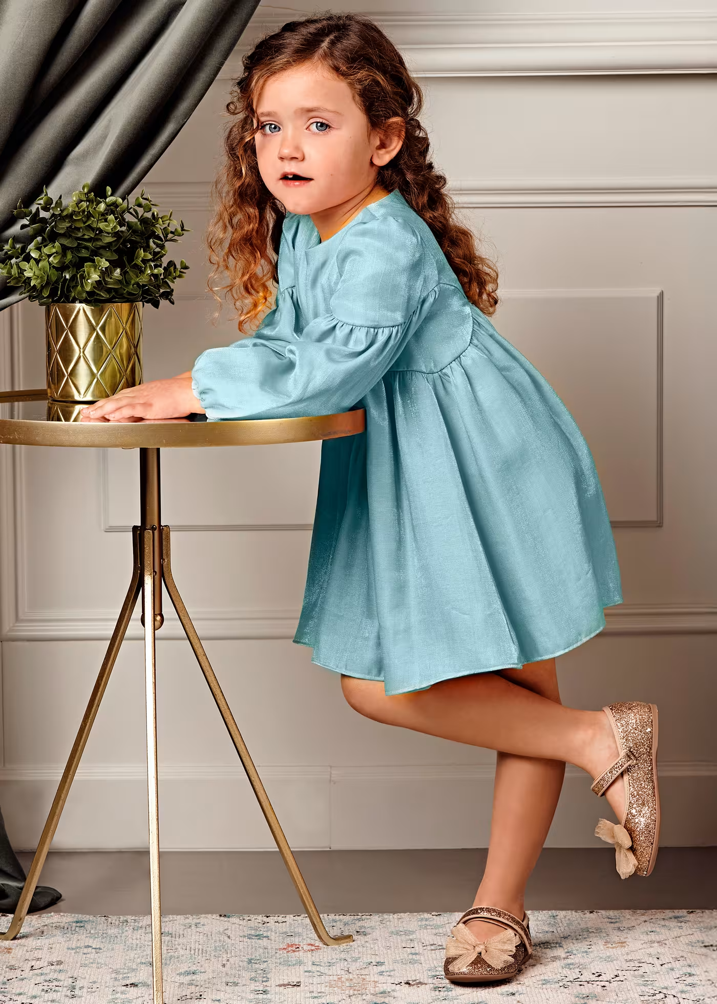 Satin Shine Dress - Aqua