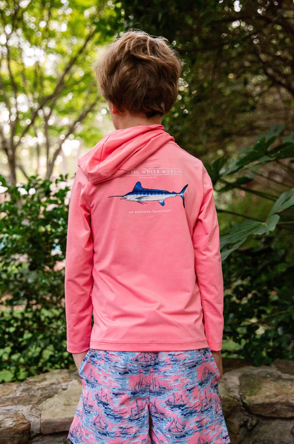 White Marlin Fish Pink Perf. Hoodie