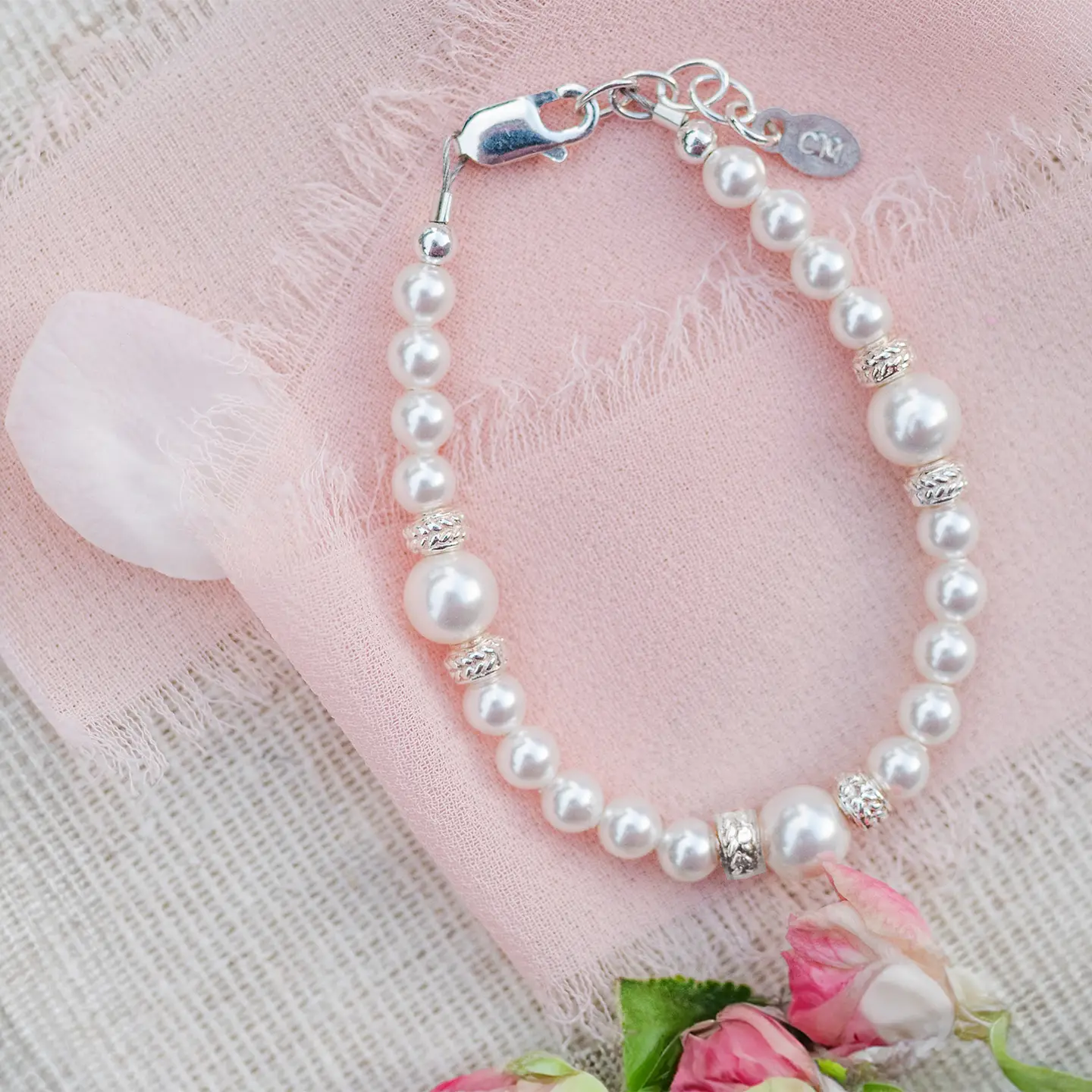 Sophia - Silver Pearl Bracelet