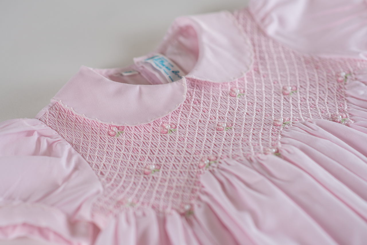 Scalloped Pearl Smock Dress