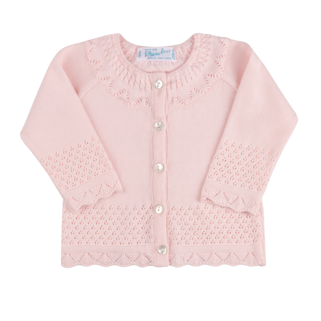 Pointelle Ruffle Knit Cardigan