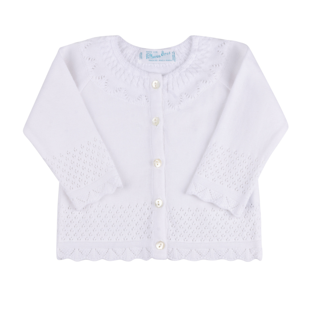 Pointelle Ruffle Knit Cardigan