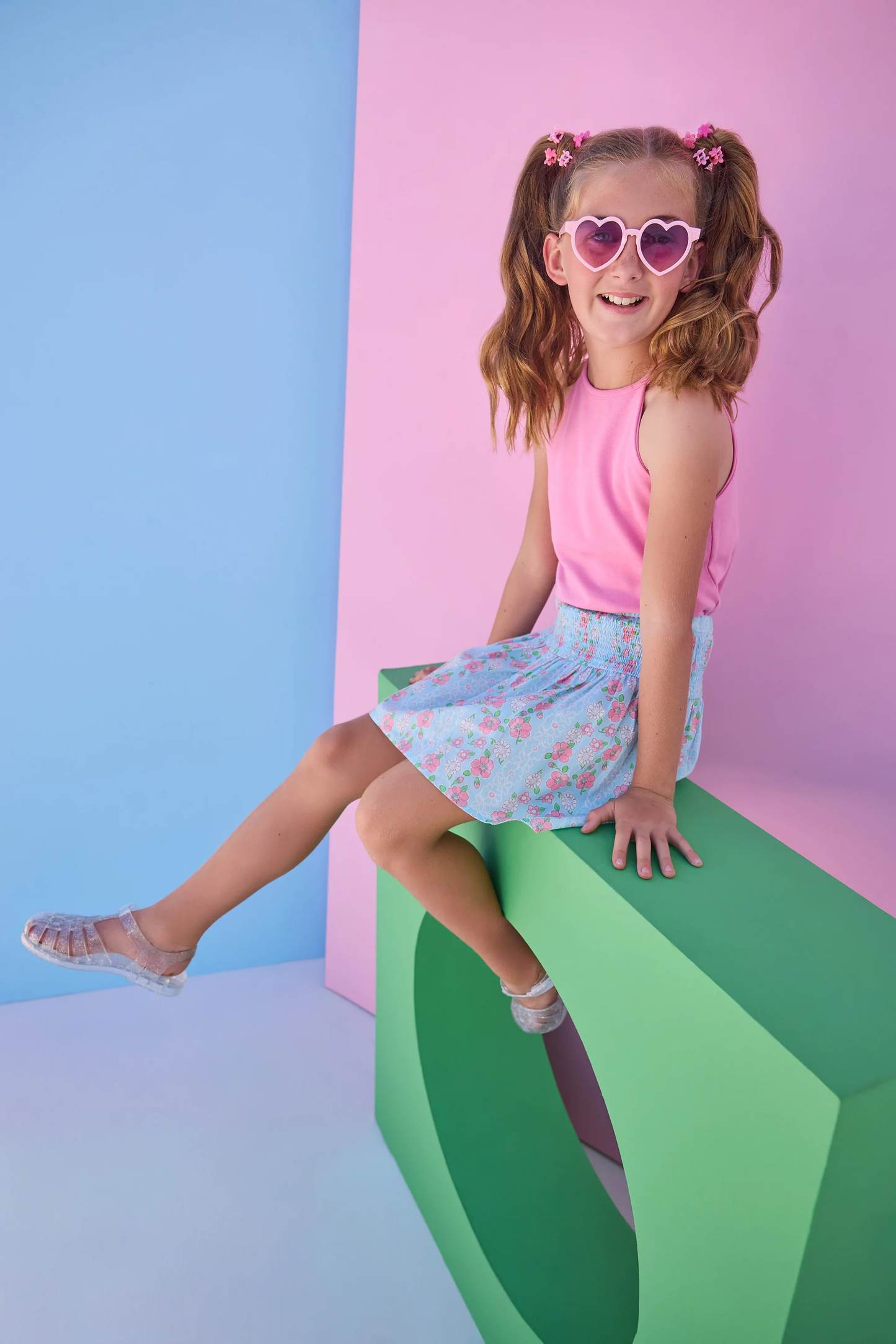 Smocked Waist Skirt - Meadow Marguerite Floral