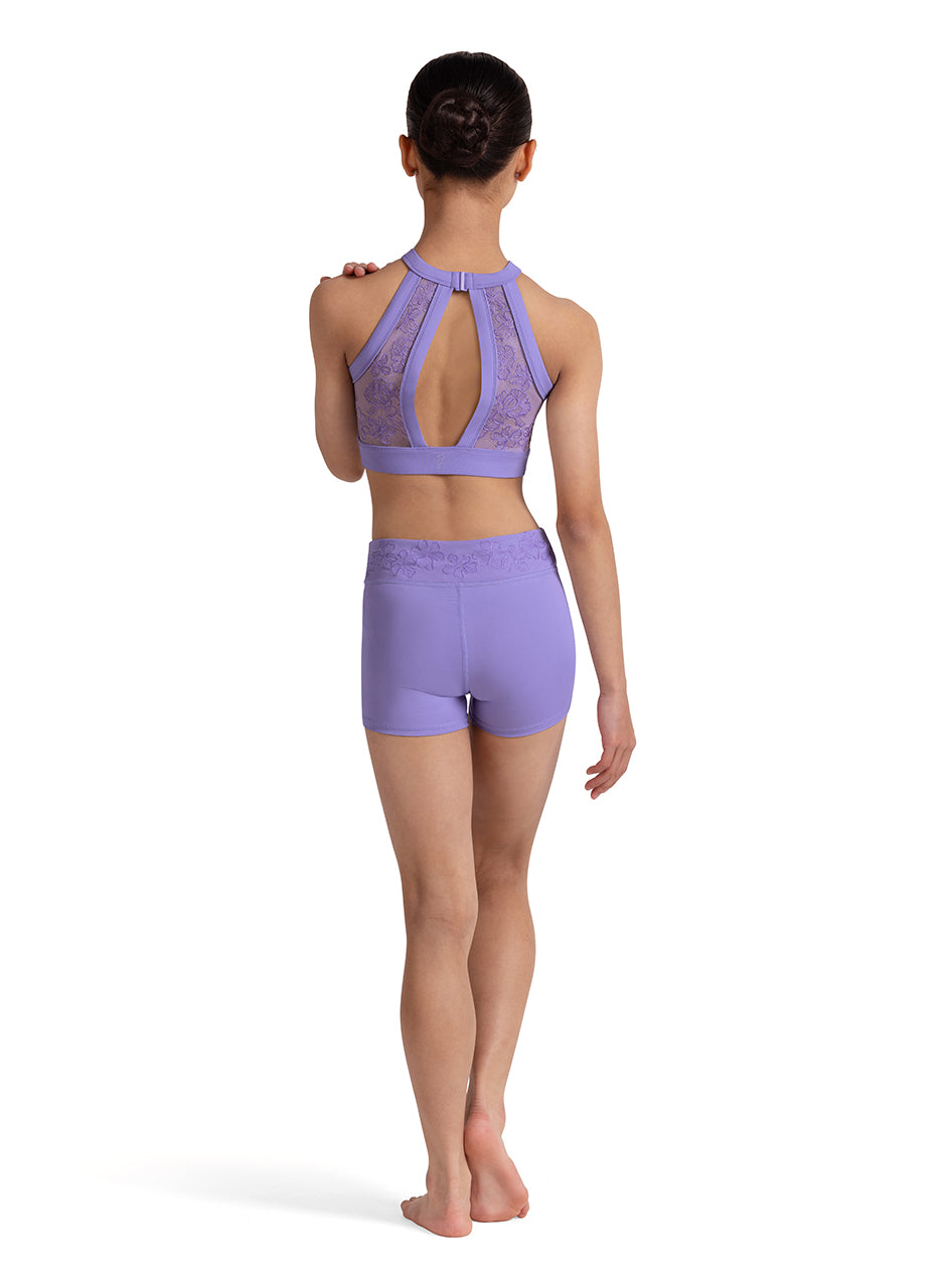 Emb. Mesh Crop Top - Lilac