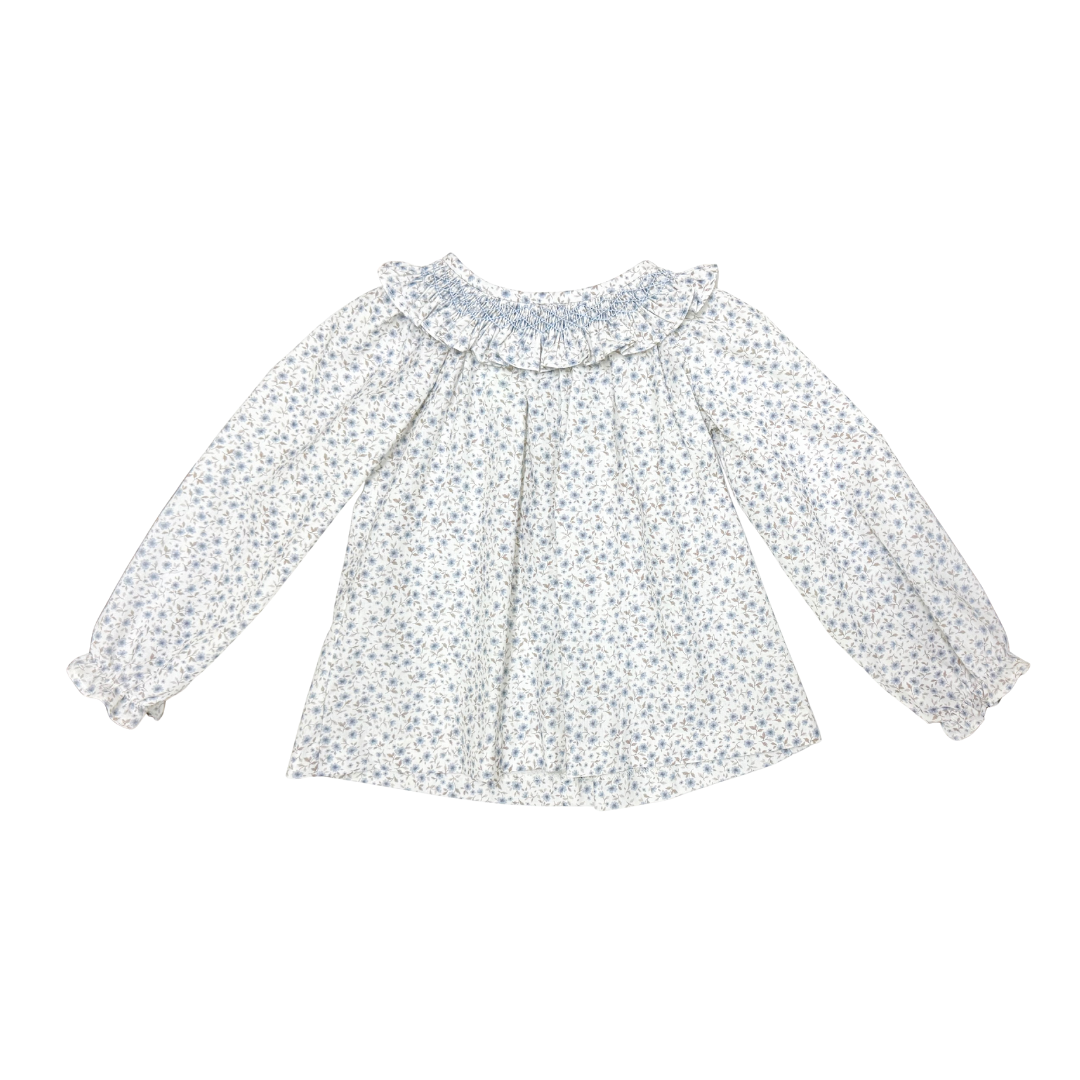 Dusty Bl Floral Scarlett Blouse