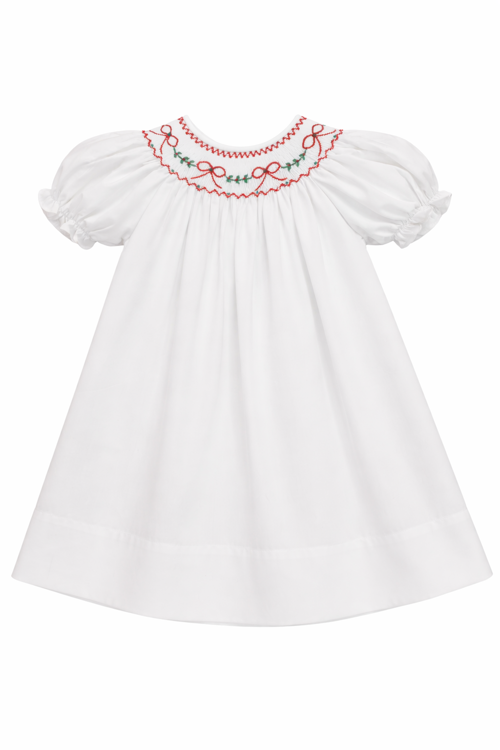 Wht Smocked Red Bow Dress-188