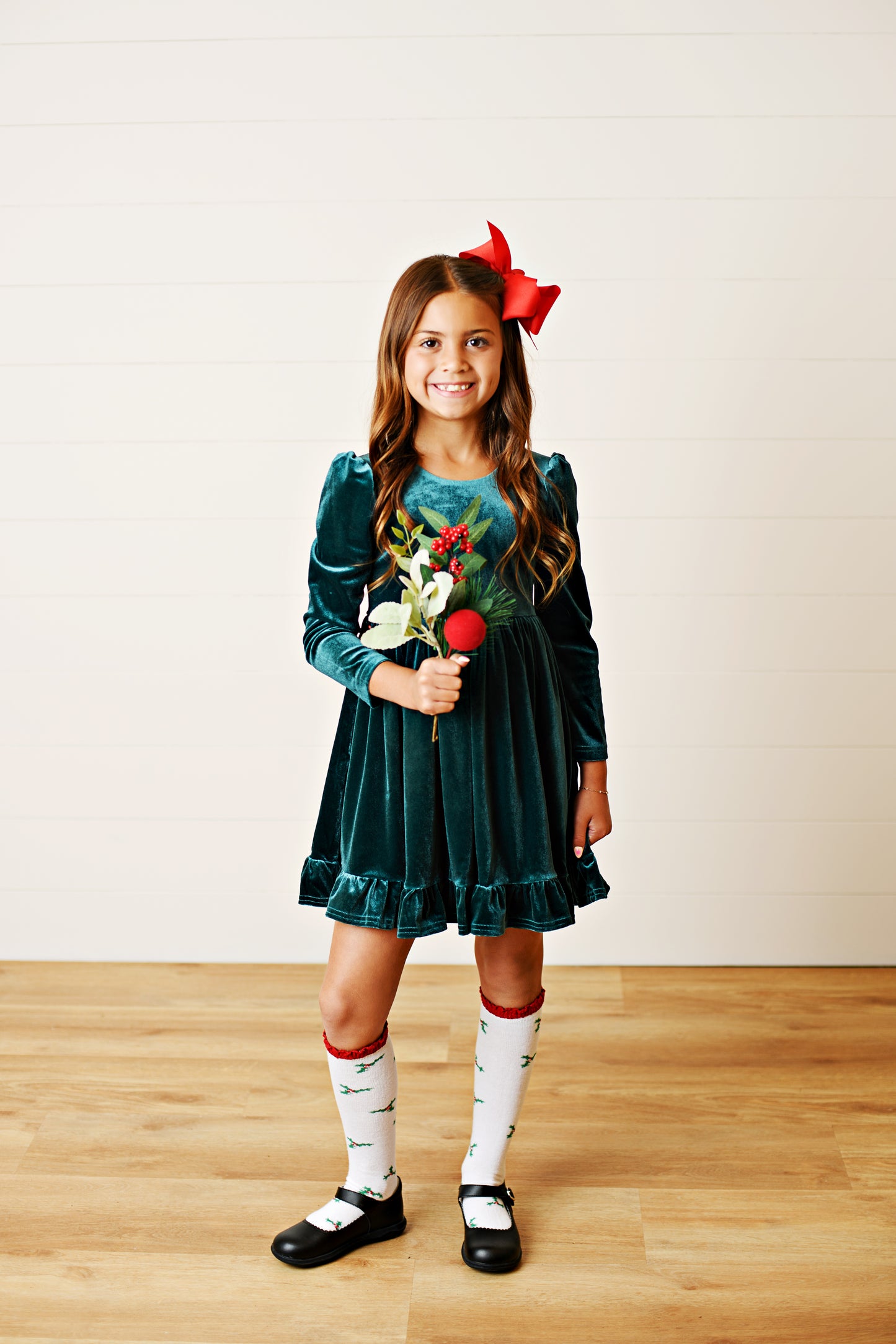 Hunter Green Velvet Dress