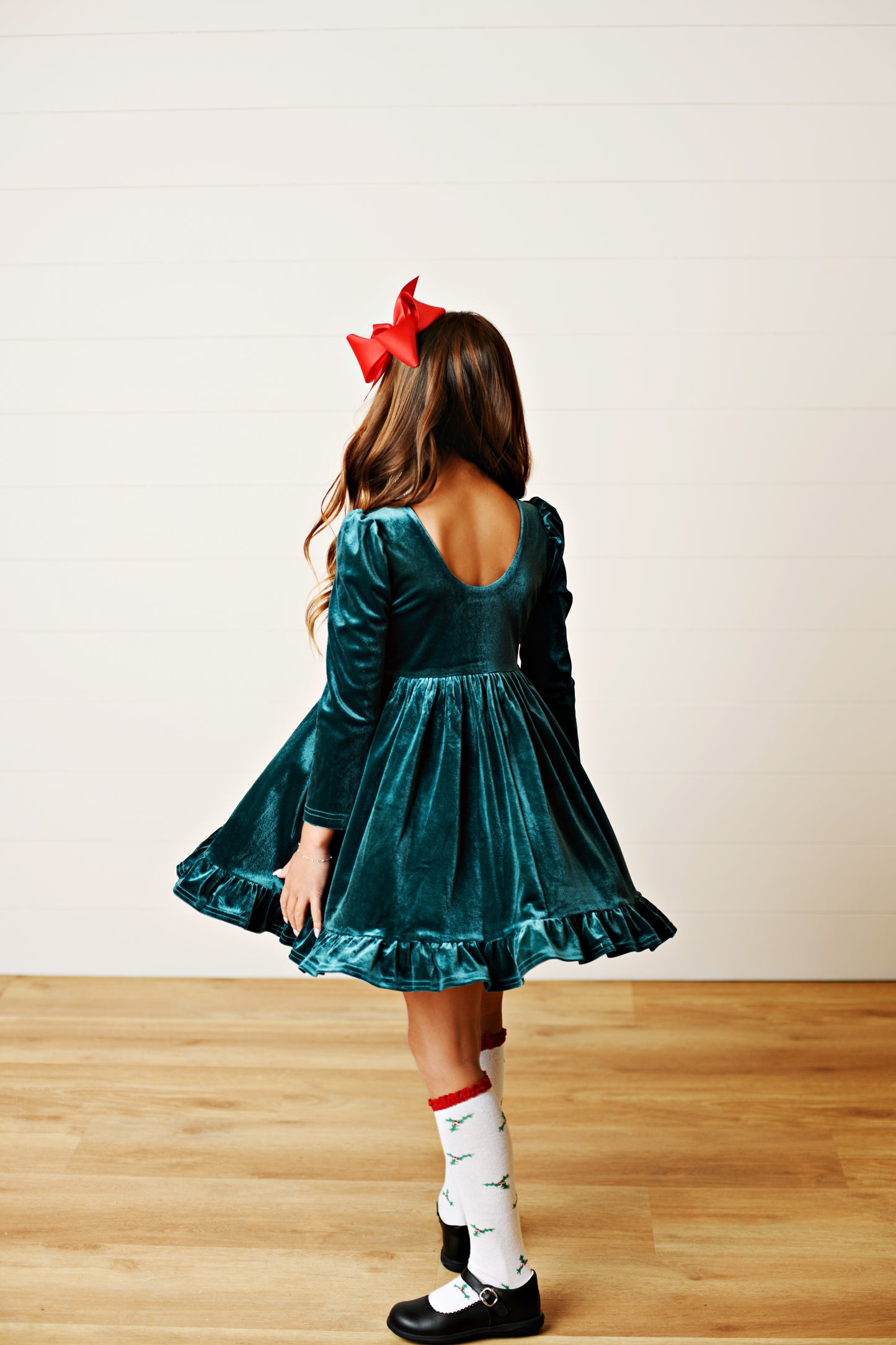 Hunter Green Velvet Dress