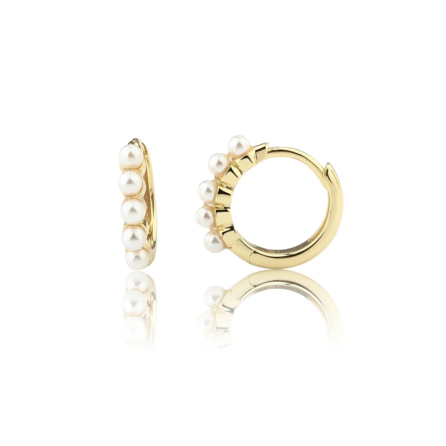 Pearl Huggie Hoop Earrings