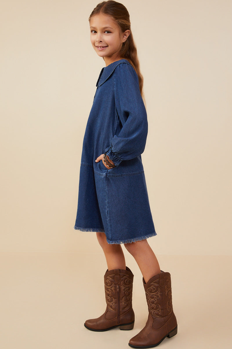 Collar Chambray Dress - Denim